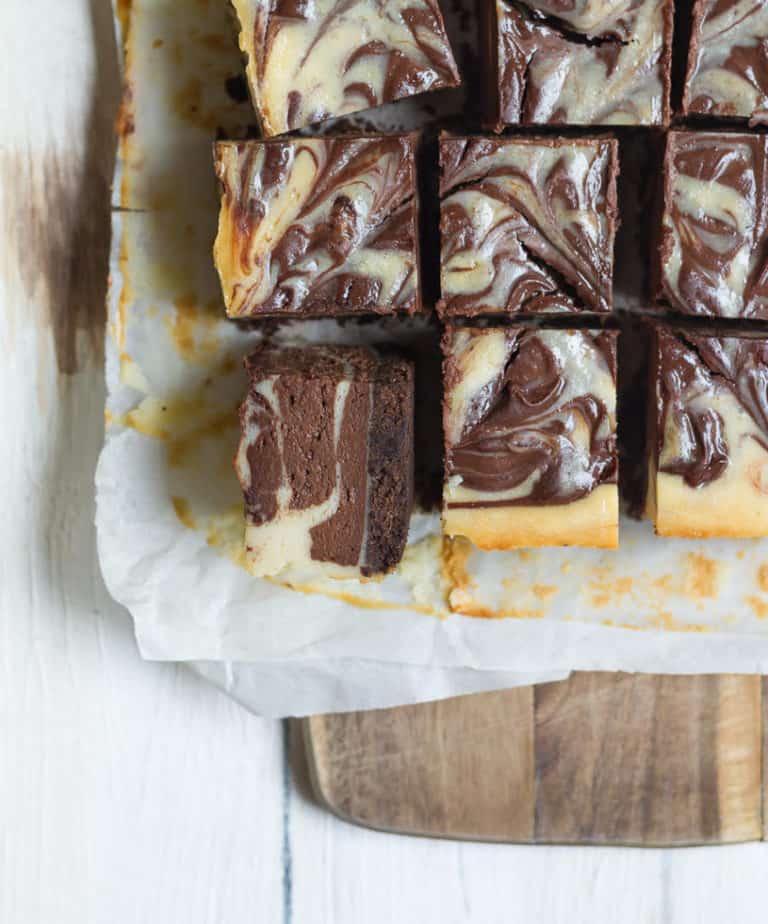 Chocolate Swirl Cheesecake Bars | Easy Chocolate Swirl Baked Cheesecake Bars