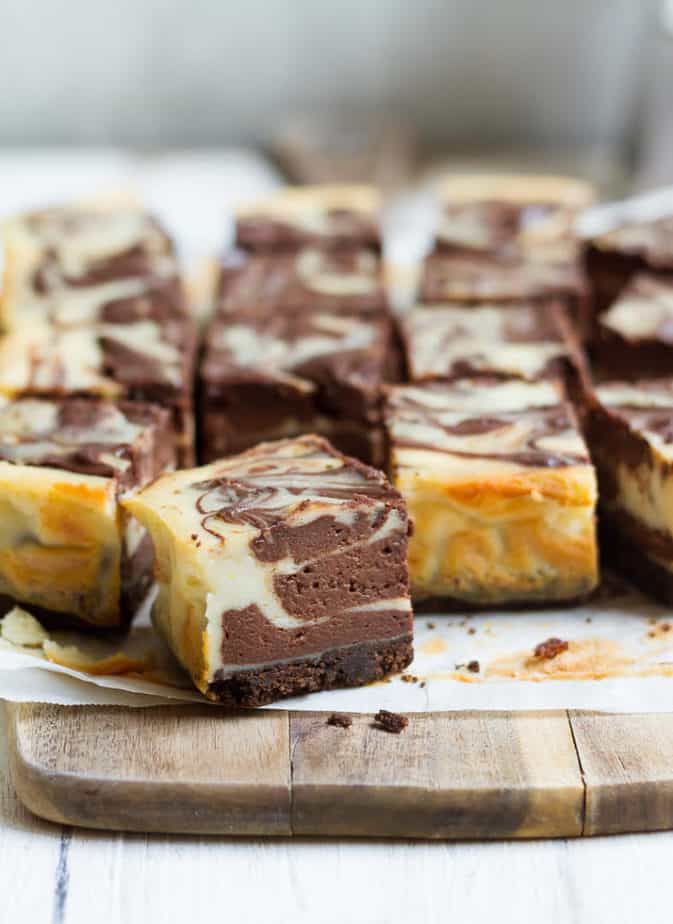 Chocolate Swirl Cheesecake Bars | Easy Chocolate Swirl Baked Cheesecake Bars