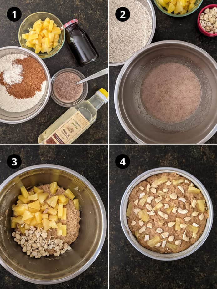 Steps for making Coconut Pineapple Cake |  Easy Vegan Coconut Pineapple Cake