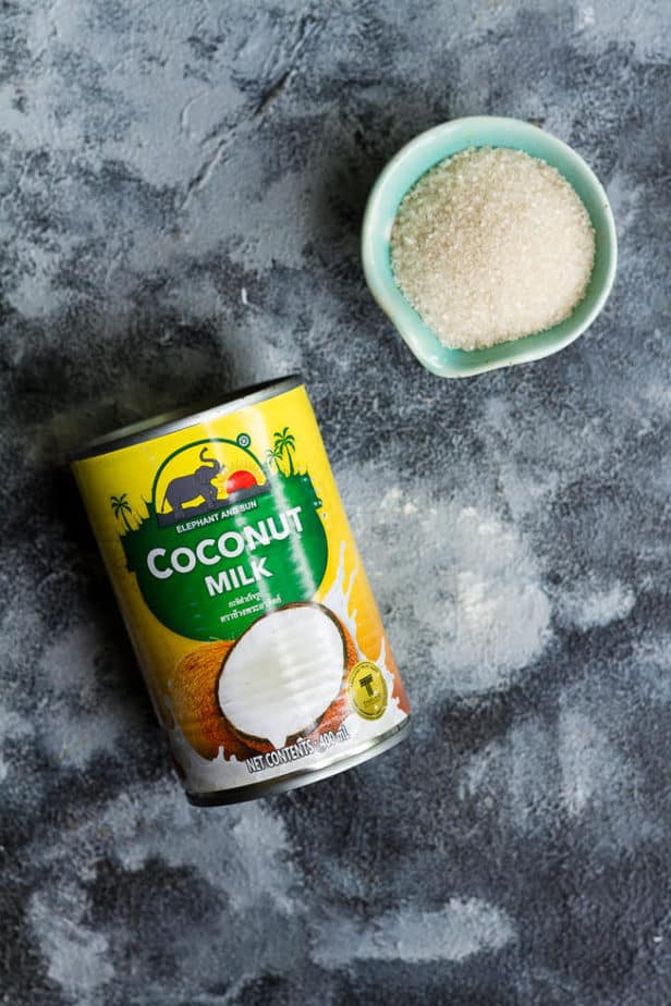 Ingredients for making Homemade Coconut Condensed Milk | Easy vegan sweetened coconut condensed milk