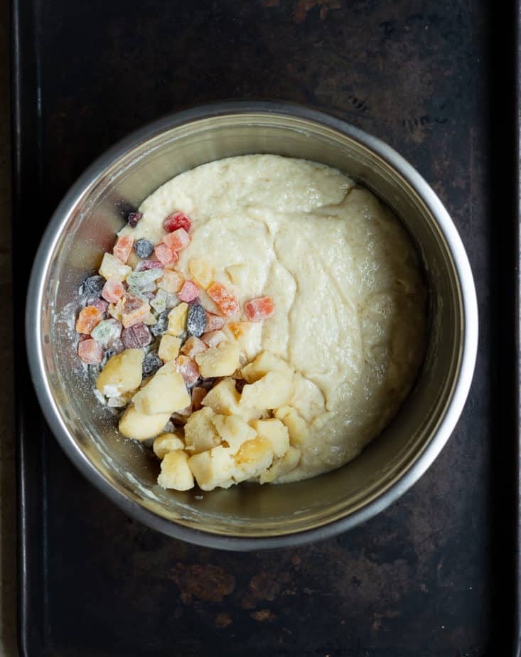 Batter for the Almond Tutti Frutti Cake | Vegan Tutti Frutti Cake with Marzipan