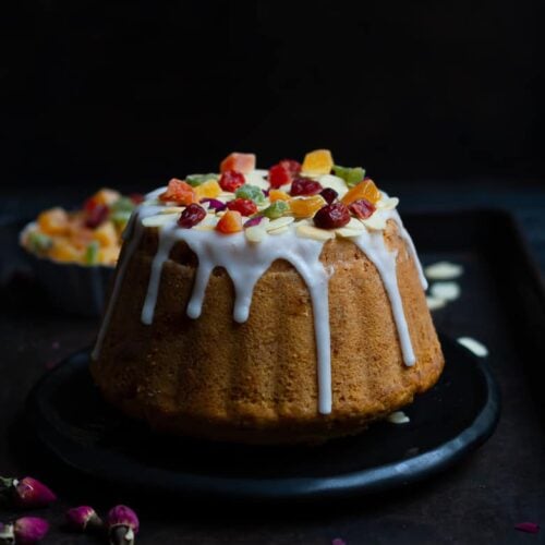 Almond Tutti Frutti Cake | Vegan Tutti Frutti Cake with Marzipan