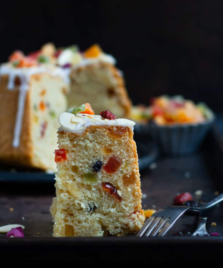 Almond Tutti Frutti Cake | Vegan Tutti Frutti Cake with Marzipan