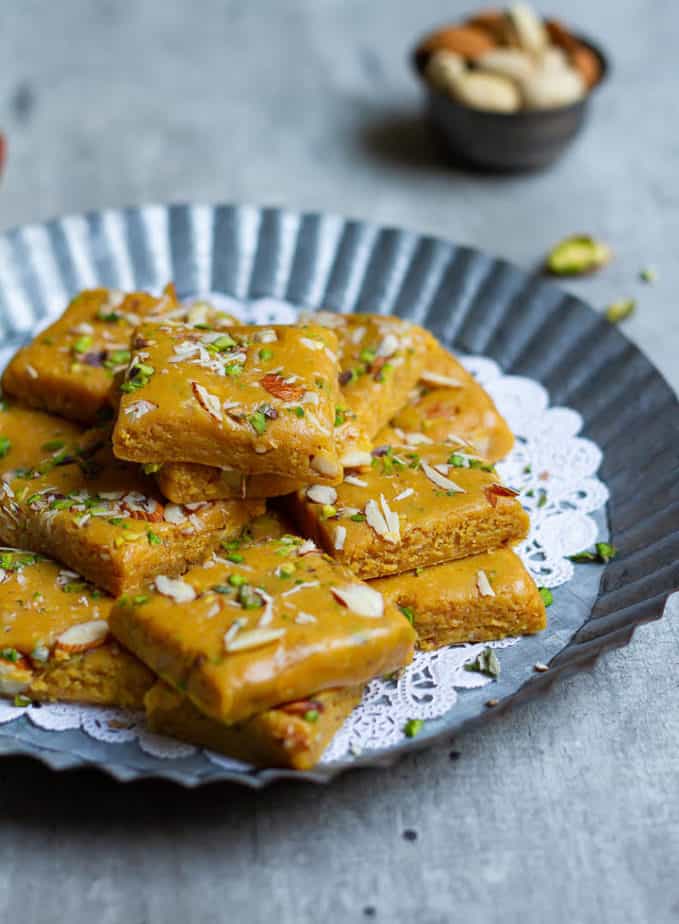 Besan Burfi with Condensed Milk | Besan Burfi with Milkmaid