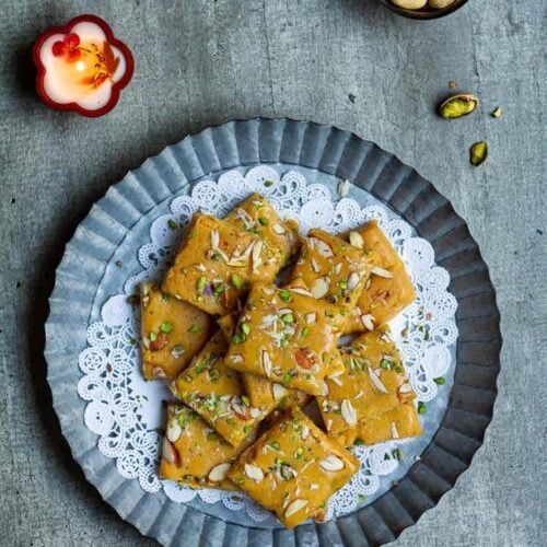 Besan Burfi with Condensed Milk | Besan Burfi with Milkmaid