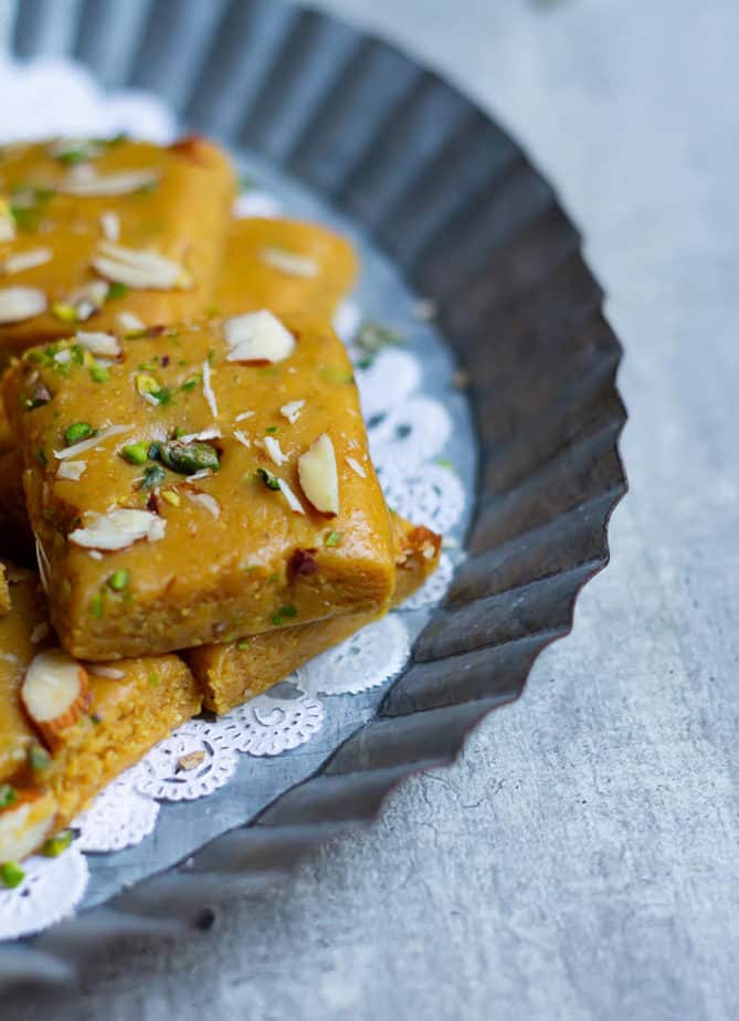 Besan Burfi with Condensed Milk | Besan Burfi with Milkmaid