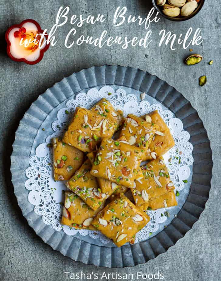 Besan Burfi with Condensed Milk | Besan Burfi with Milkmaid