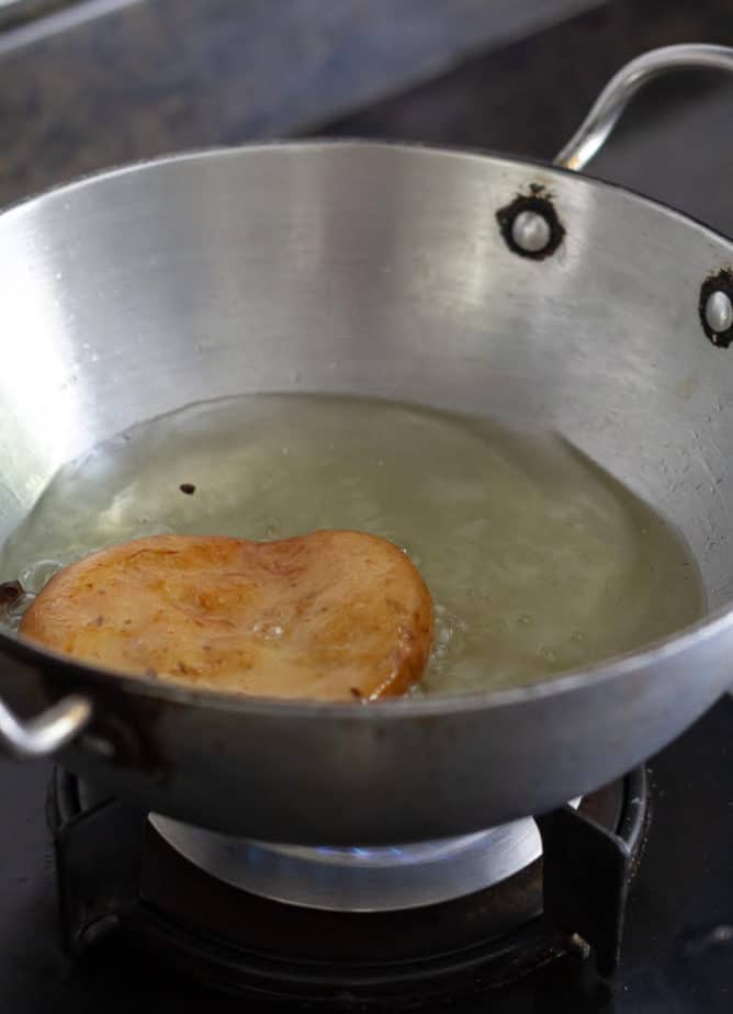 Frying the Mangalore Buns