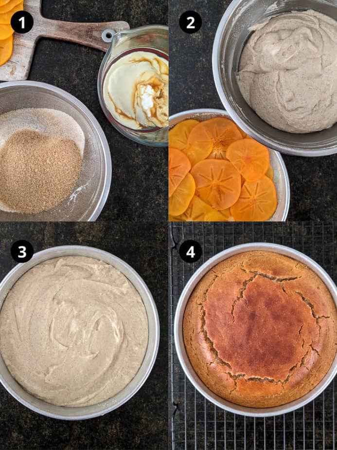 Step for making Upside-Down Persimmon Cake | eggless persimmon cake