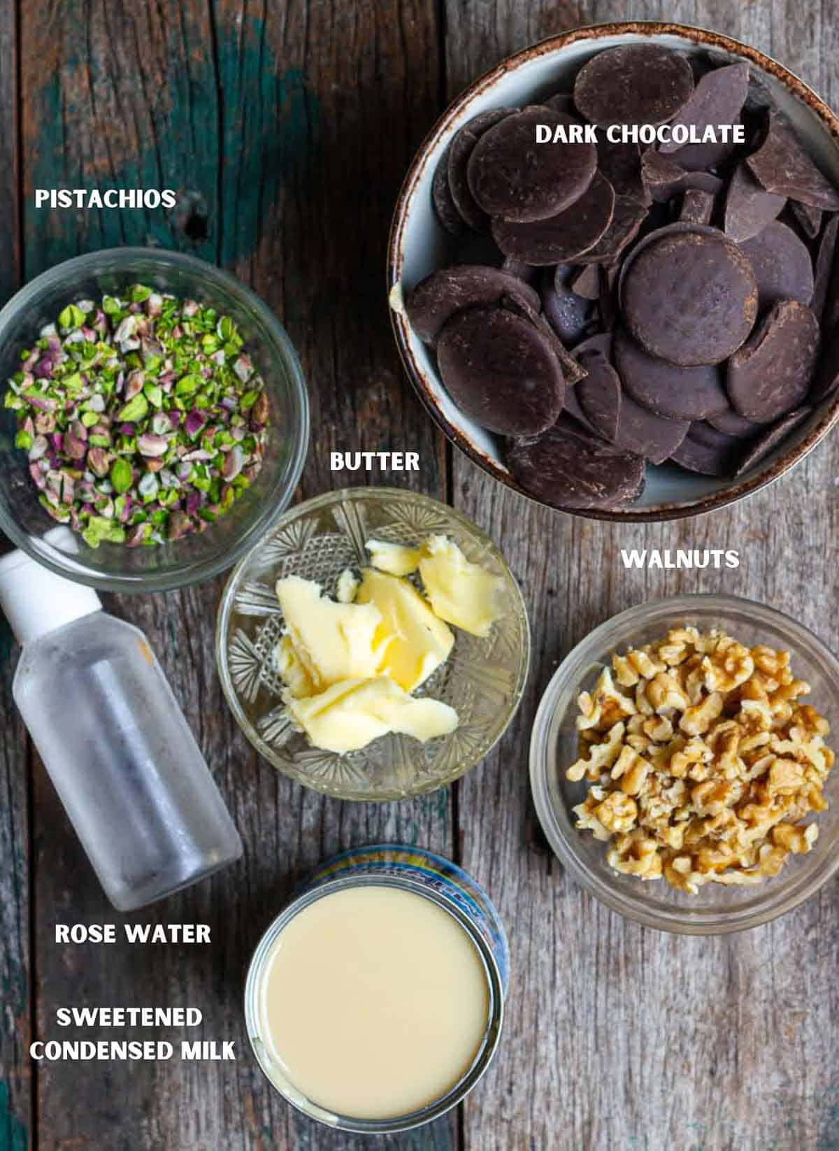 Ingredients for making chocolate fudge.