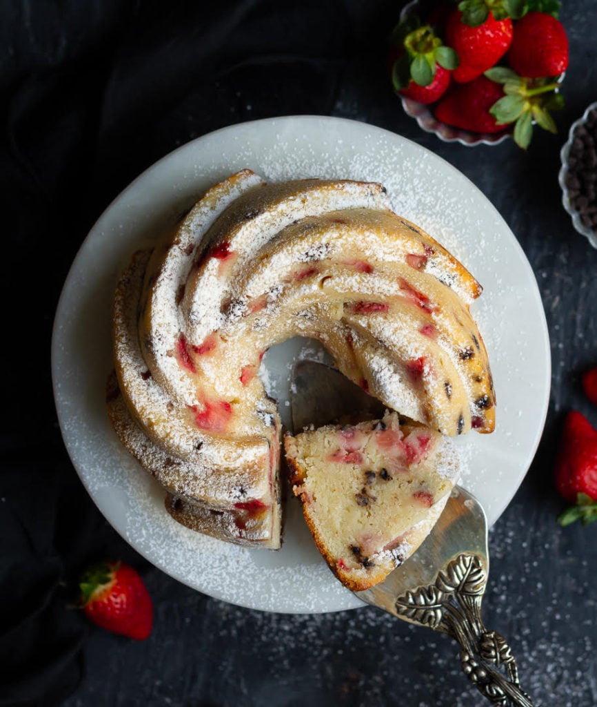 Strawberry Cream Cheese Pound Cake | Eggless Strawberry Cream Cheese Cake