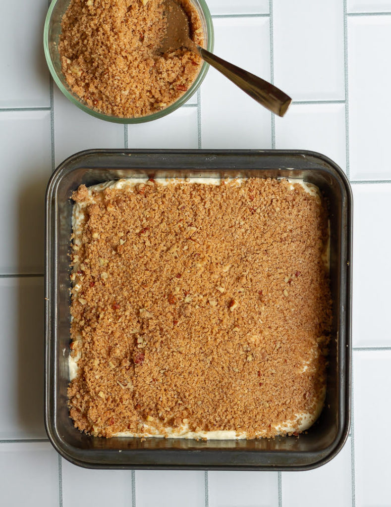 Layering the batter and streusel