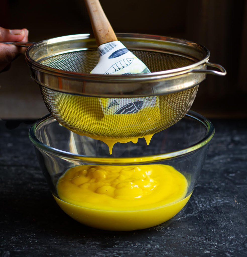 Sieving the Vegan Mango Curd | Easy Mango Curd Recipe