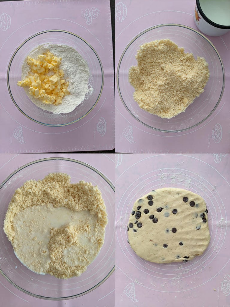 Steps for making Chocolate Chip Buttermilk Scones