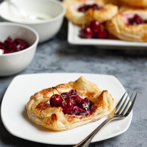 Cherry Puff Pastry Tart | Easy Cherry Danish Pastry