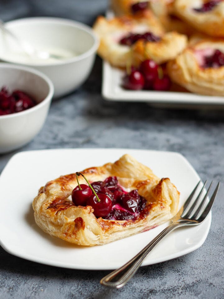 Cherry Puff Pastry Tart | Easy Cherry Danish Pastry