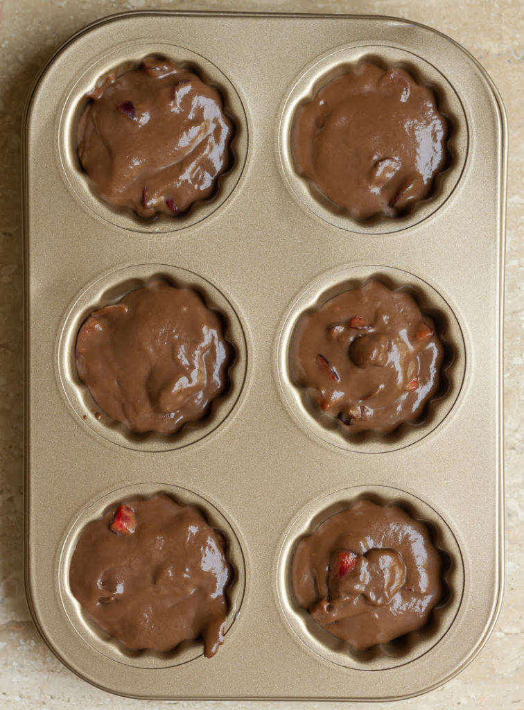 Baking Chocolate Cherry Madeleines | Eggless Chocolate Madeleines with cherries