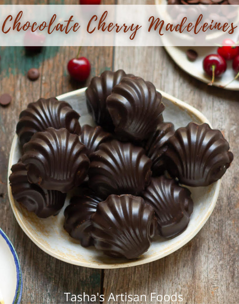 Chocolate Cherry Madeleines | Eggless Chocolate Madeleines with cherries PIN