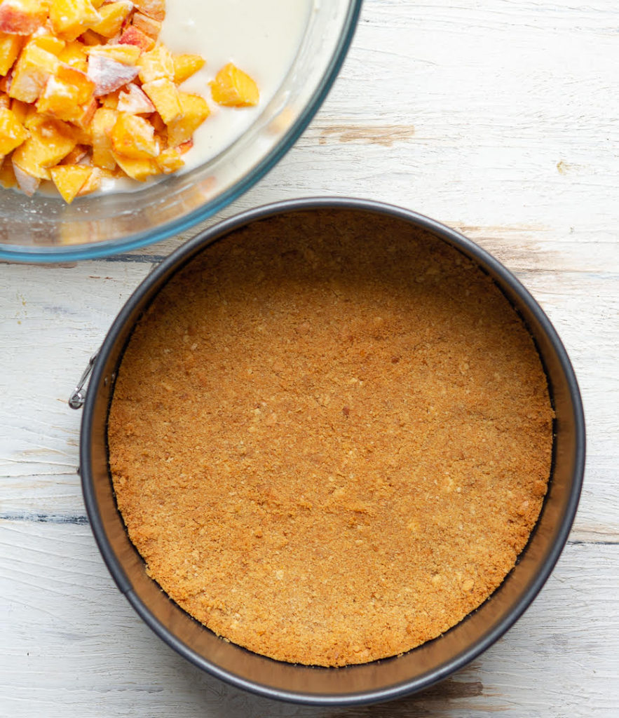 Making the crust for the Peach Cheesecake | Easy Baked Peach Cheesecake