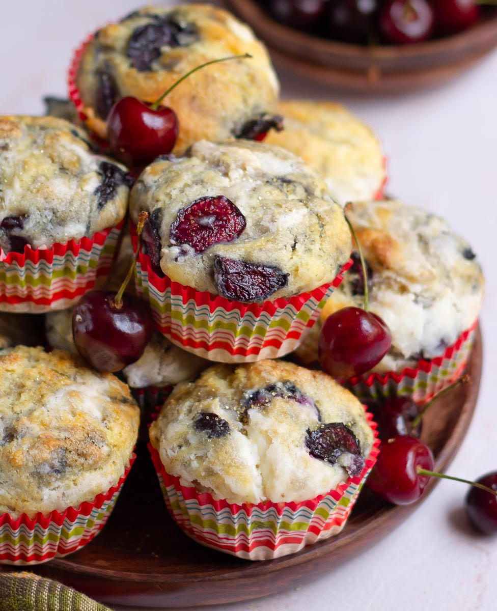 Cherry Cheesecake Muffins | Eggless Cherry Cream Cheese Muffins