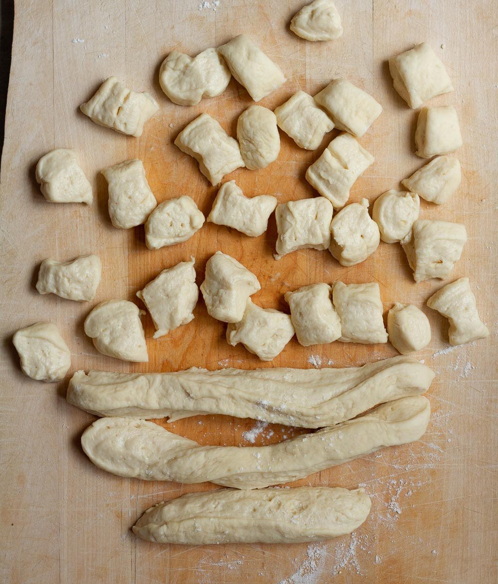 Cut the dough into small pieces