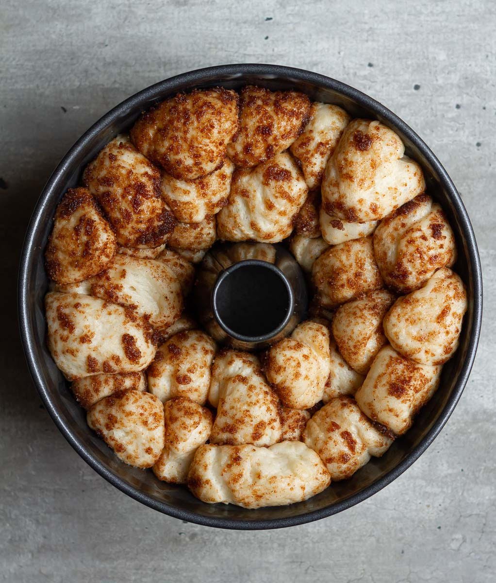 Puffed up monkey bread dough