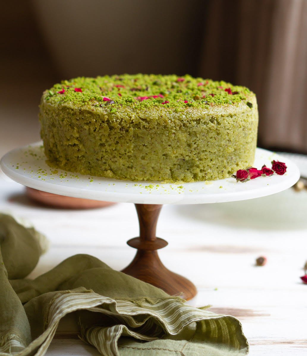 Pistachio Cake Recipe | Eggless Pistachio Cake