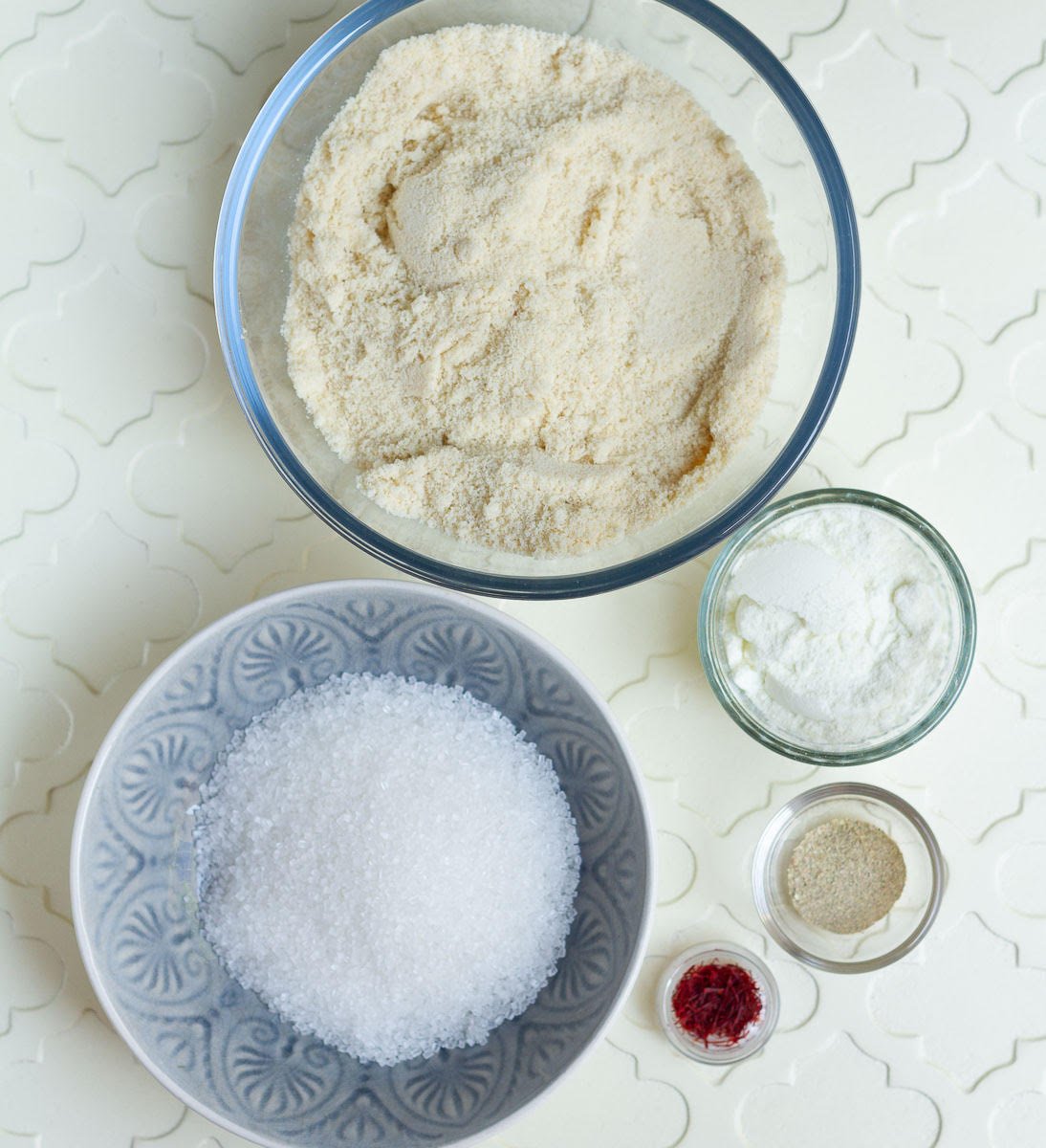 Ingredients for badam burfi.