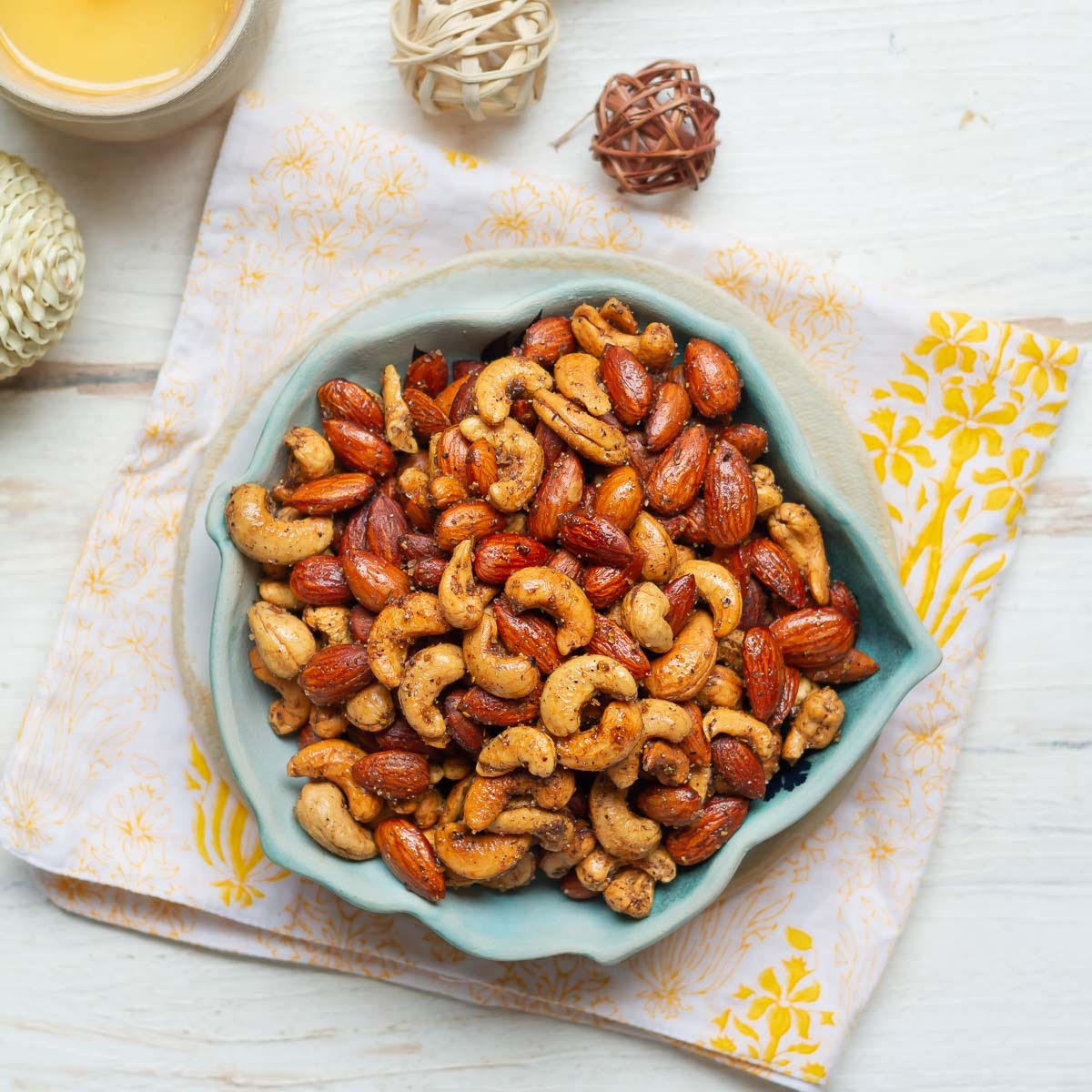 Masala Roasted Nuts Recipe - Garam Masala Roasted Nuts