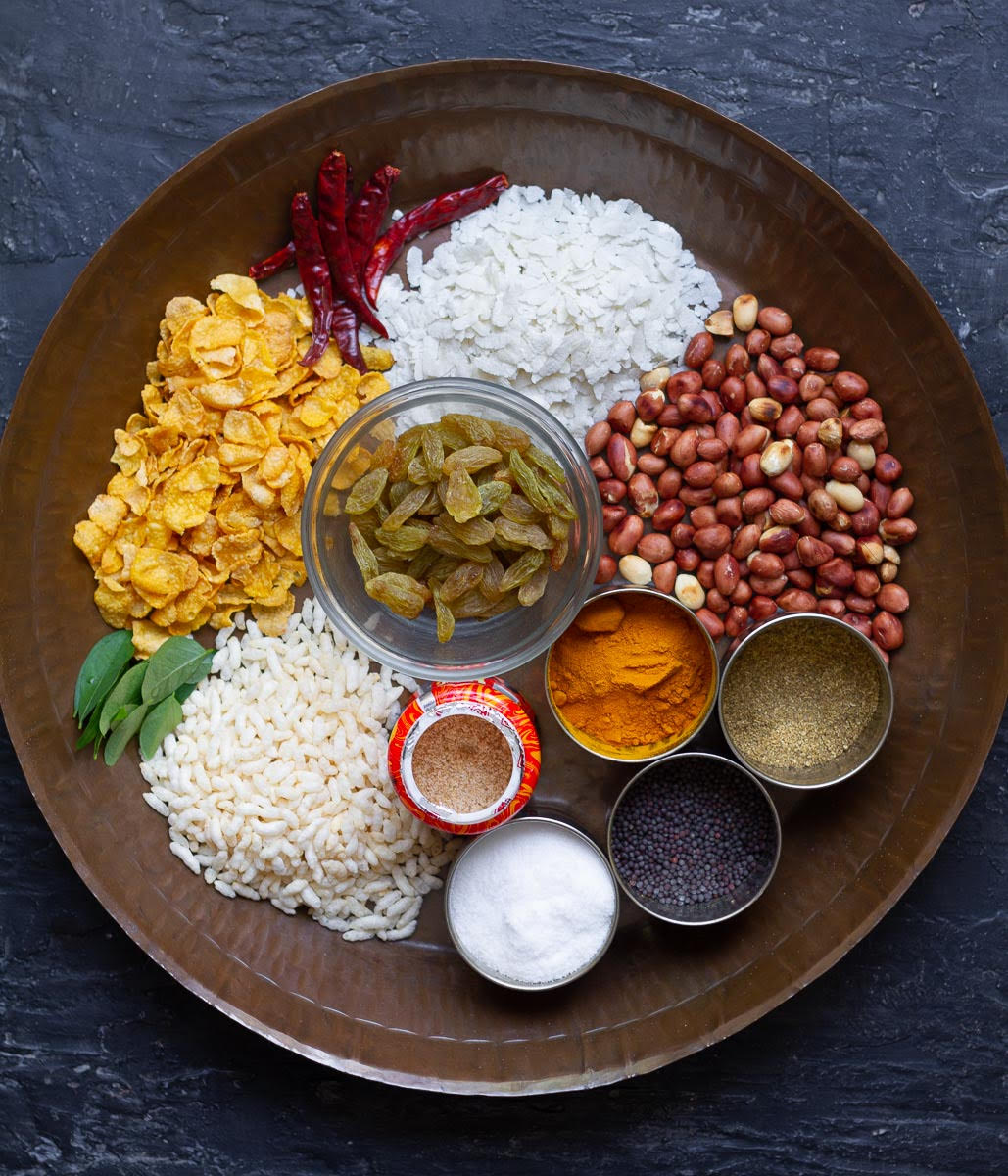Ingredients for making Murmura Chivda (Easy Spicy Puffed Rice)