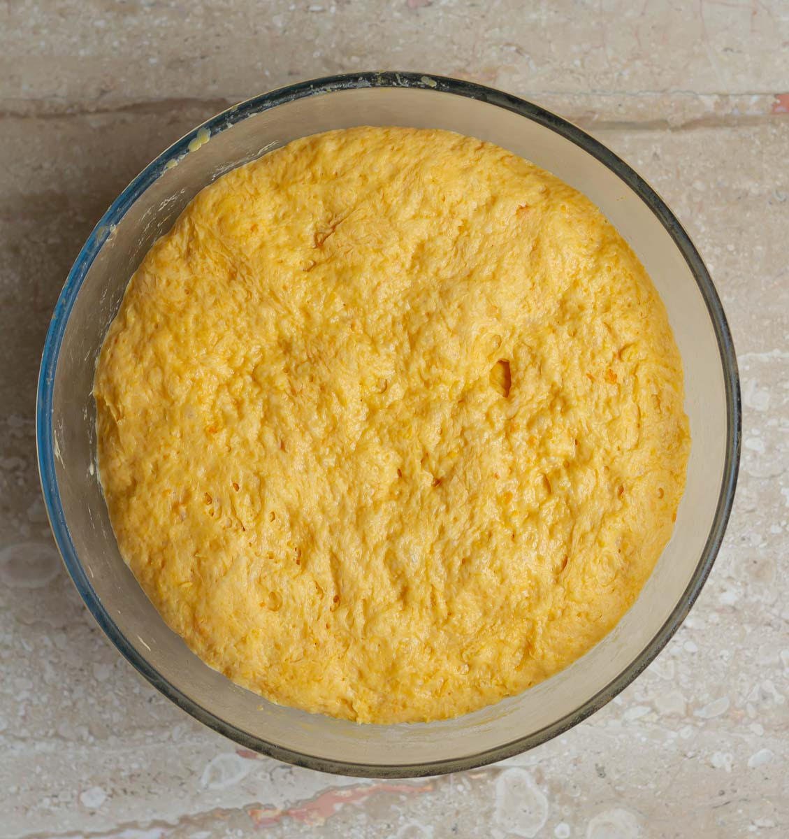 Ready to use dough after a day's rest in the refrigerator