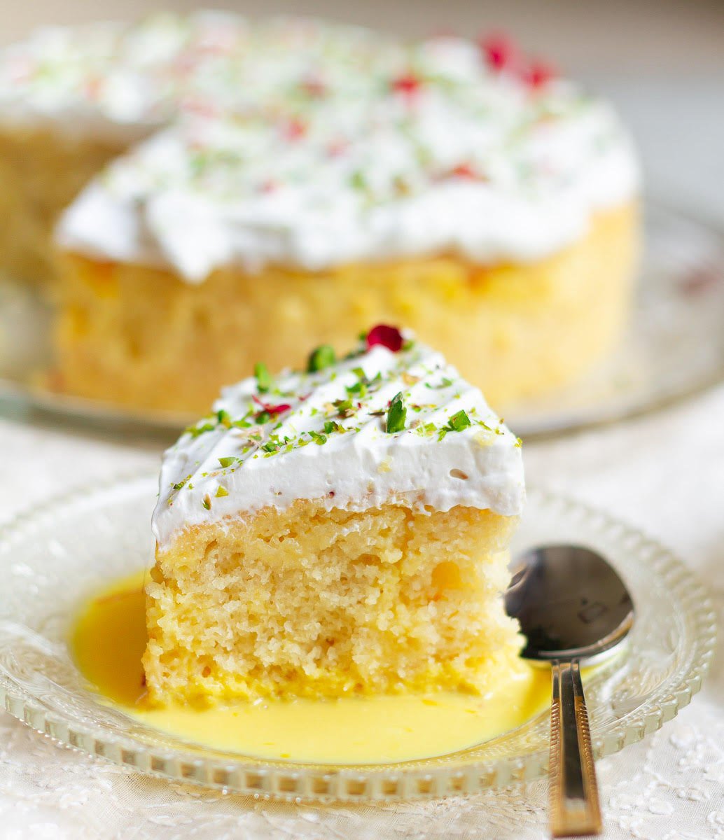 Saffron Tres Leches Cake | Saffron Milk Cake