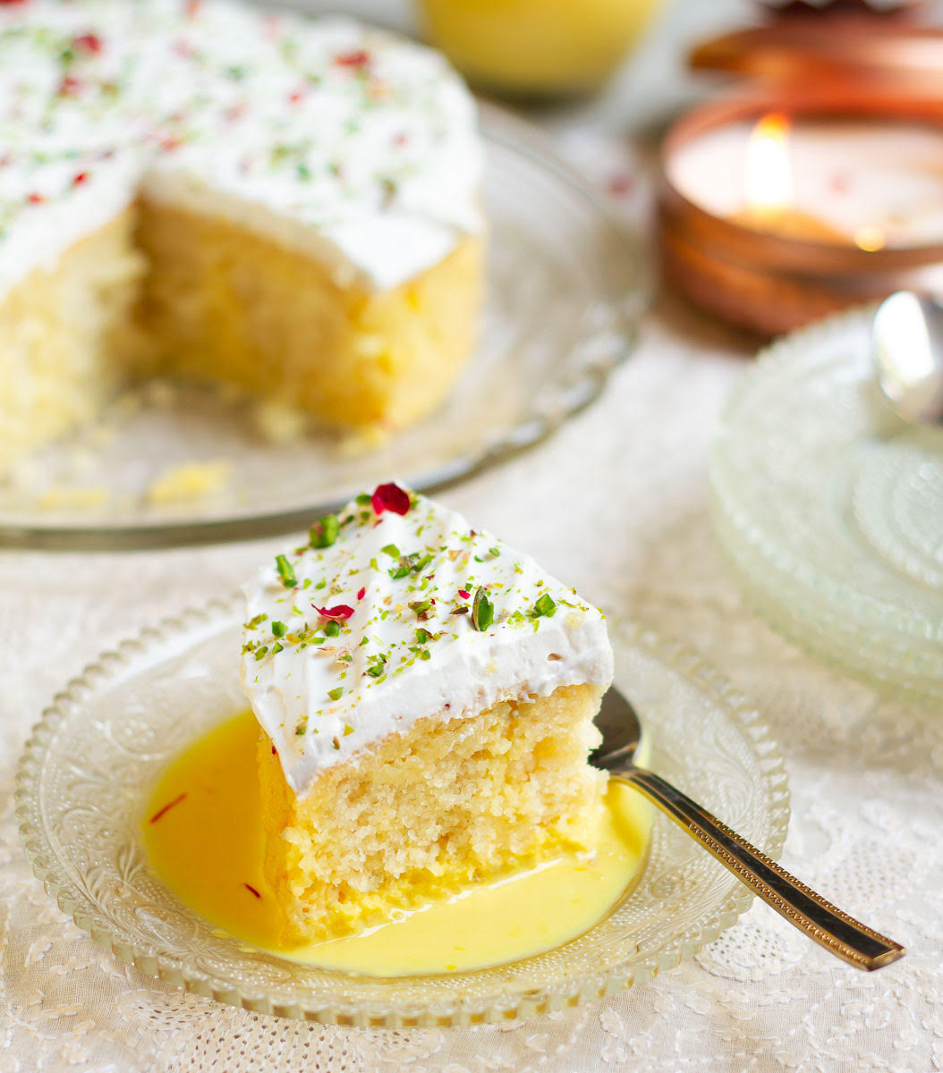 Saffron Tres Leches Cake | Saffron Milk Cake