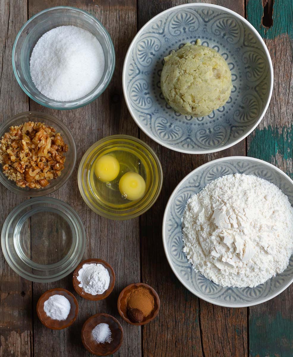 Ingredients for sweet potato bread