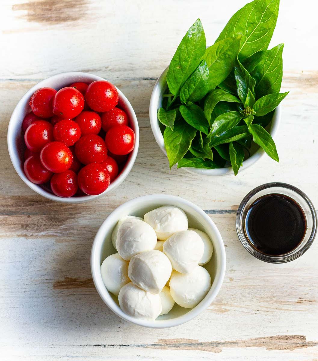 Ingredients for caprese skewers