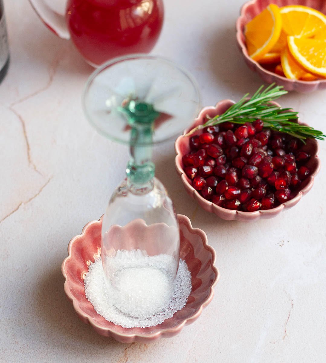 Dip the lemon juice rimmed glass into granulated sugar