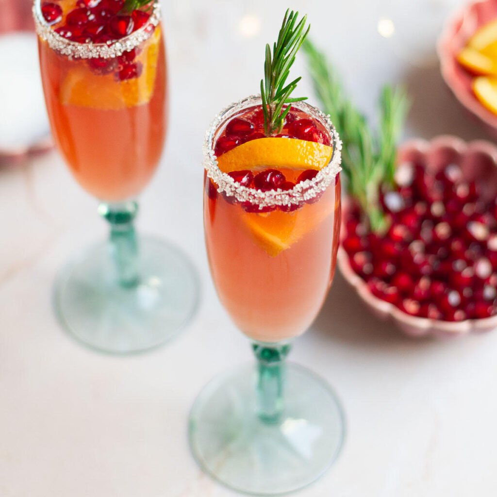 Pomegranate Mimosa Sparkling Wine Cocktail Tasha's Artisan Foods