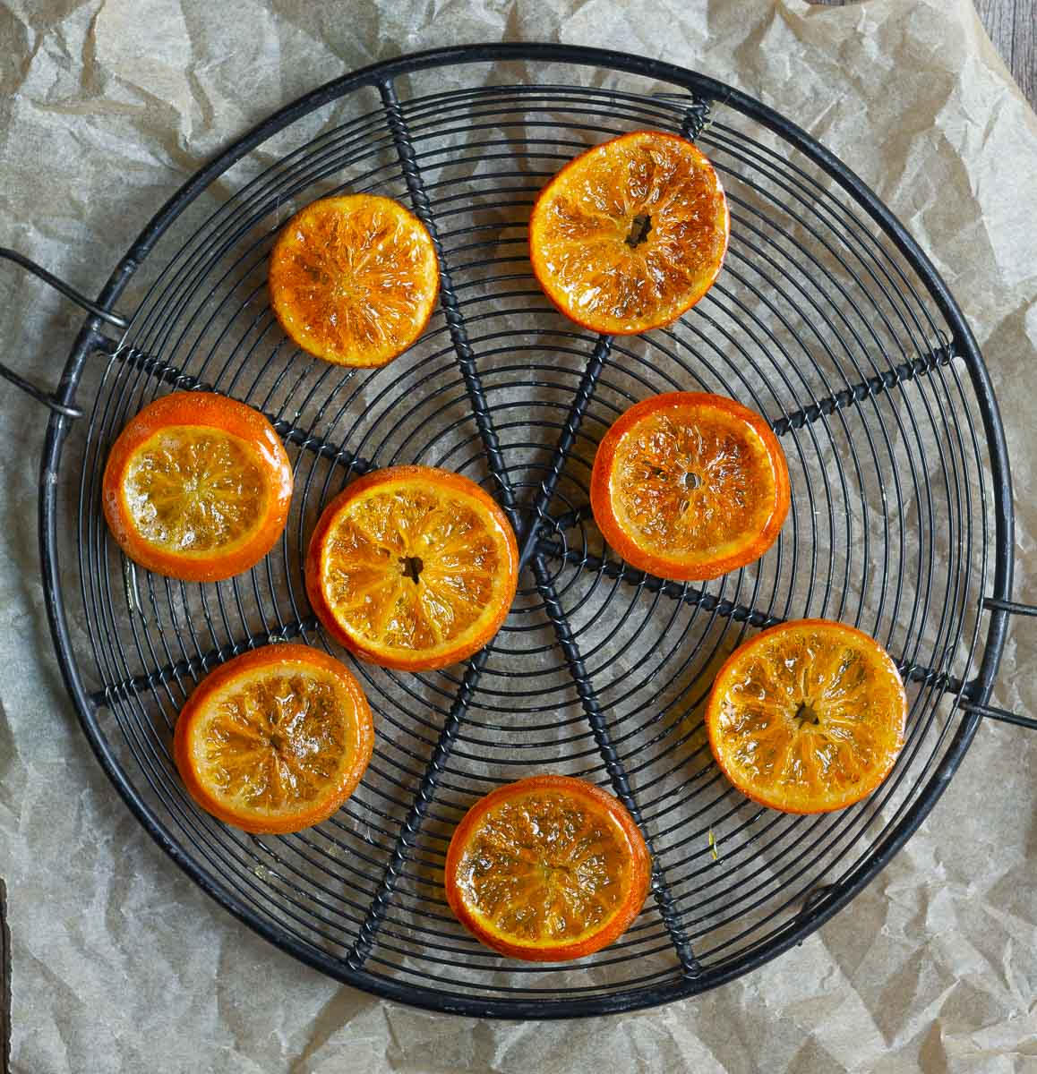 Transfer the orange slices to a cooling rack