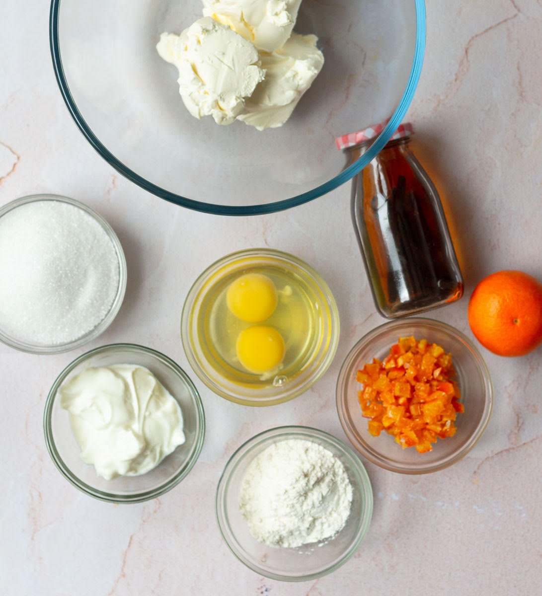 Ingredients for Orange Basque Cheesecake