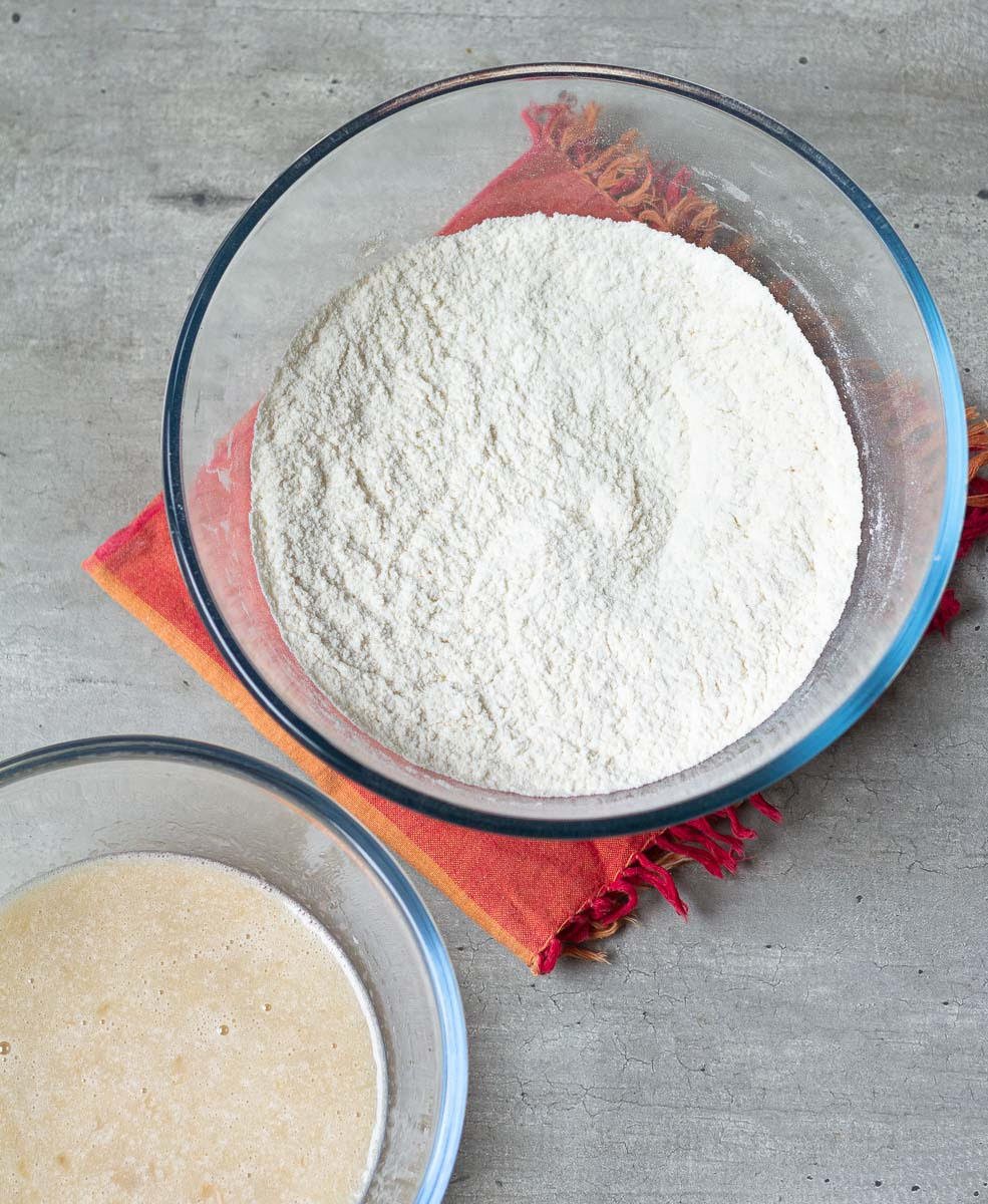 Wet and dry ingredients for muffins