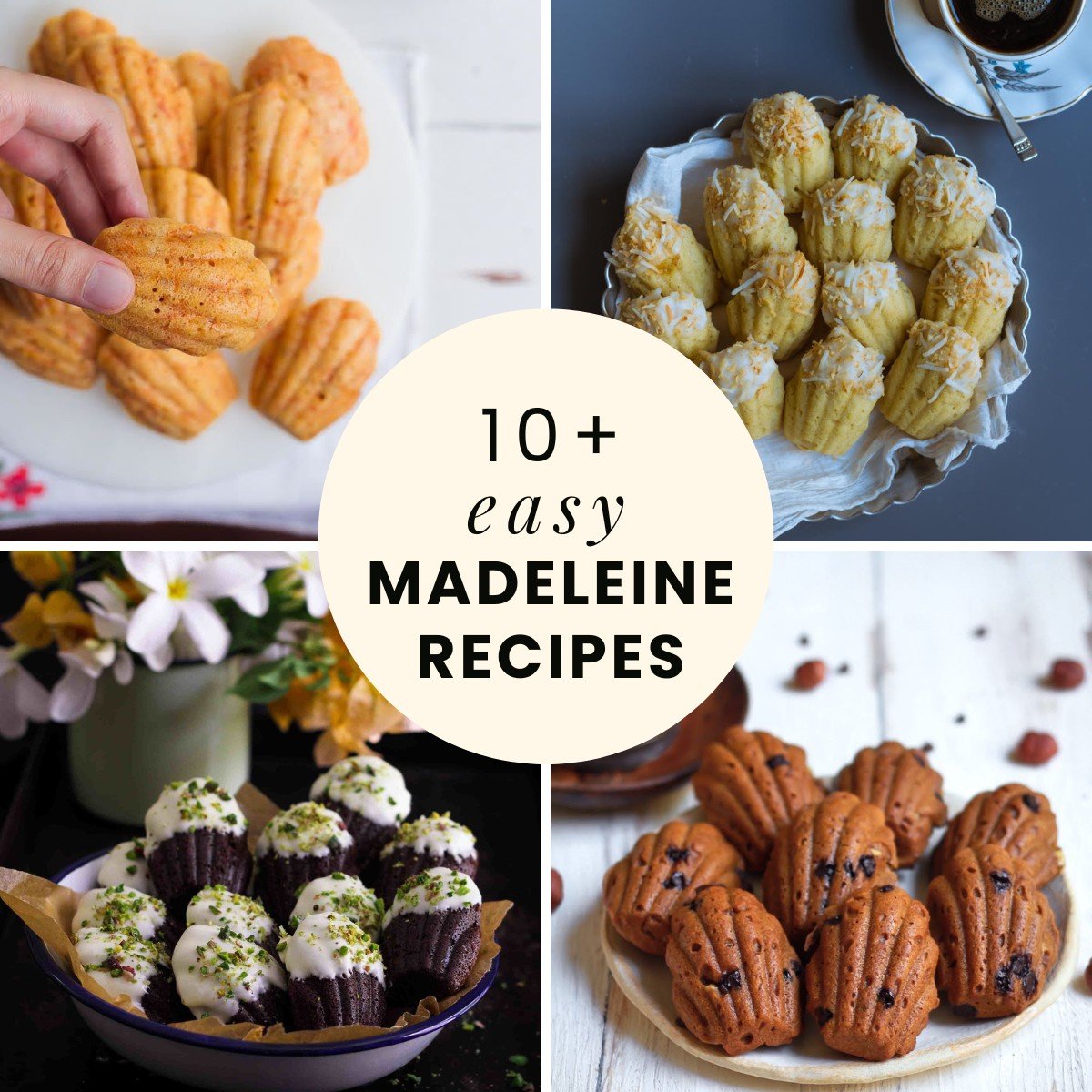 collage of 4 different Madeleines