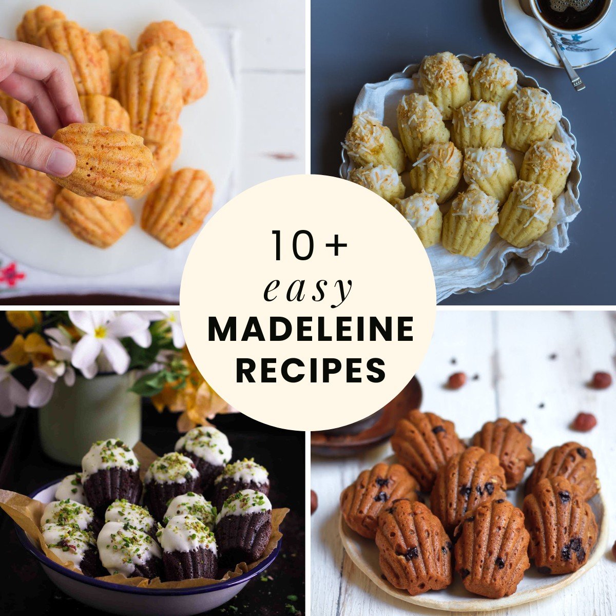 collage of 4 different Madeleines 