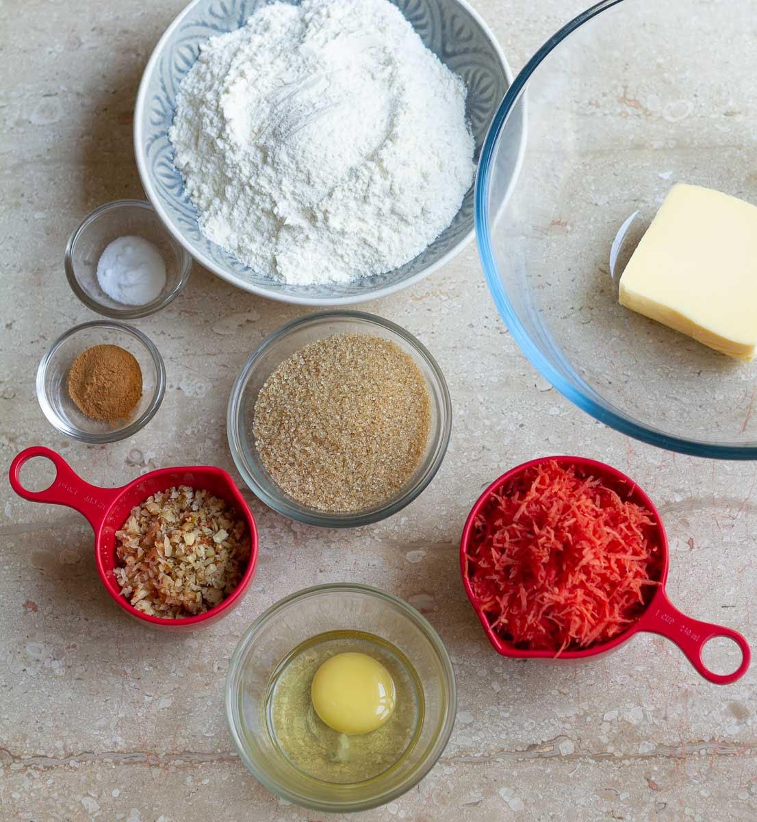 Ingredients for making carrot cake cookies