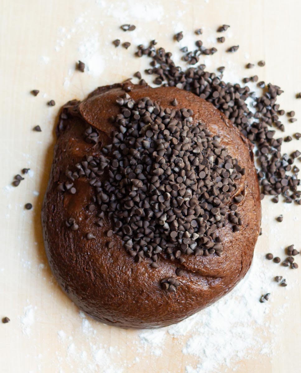 Gently mix chocolate chips into the dough