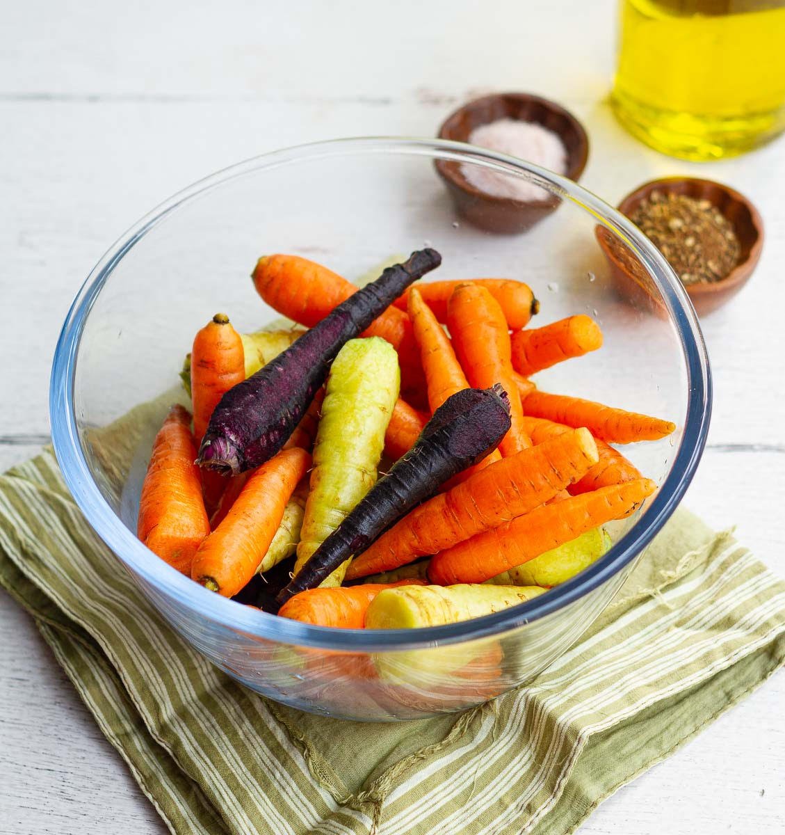 Washed and scrubbed baby carrots