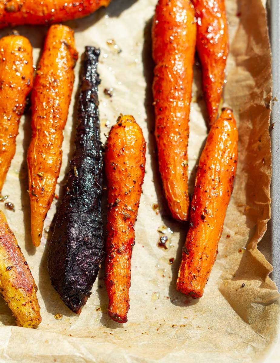 Roasted carrots close up