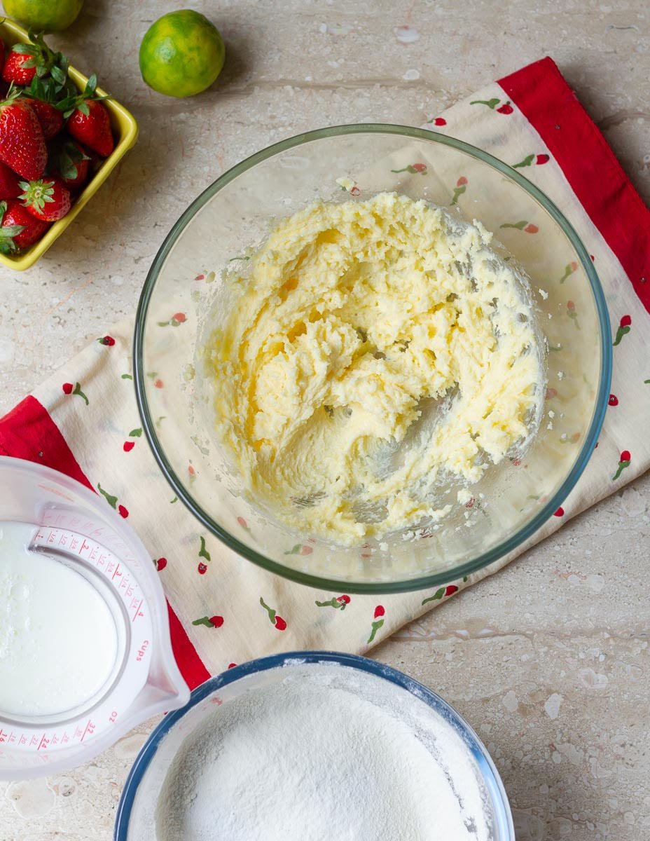 ingredients for making the strawberry bundt cake