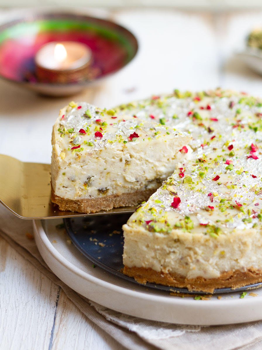 Lifting a slice of cheesecake