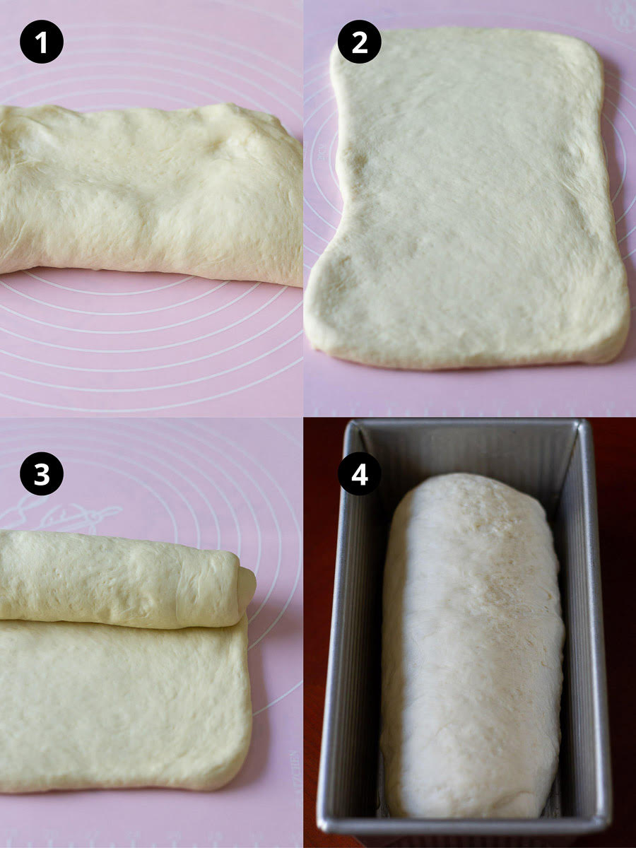 Steps for shaping the dough for sandwich bread