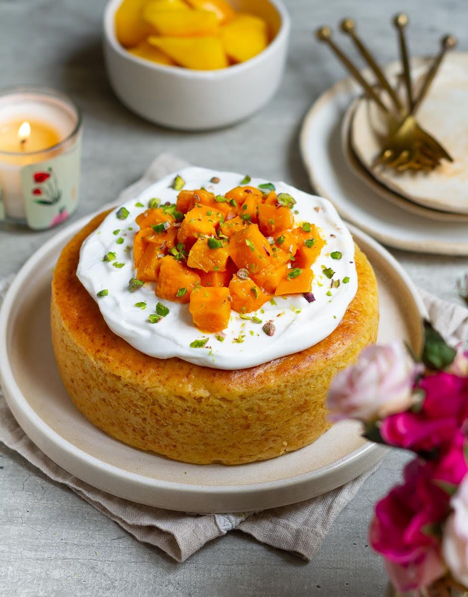 Easy Mango Cake - Eggless Recipe